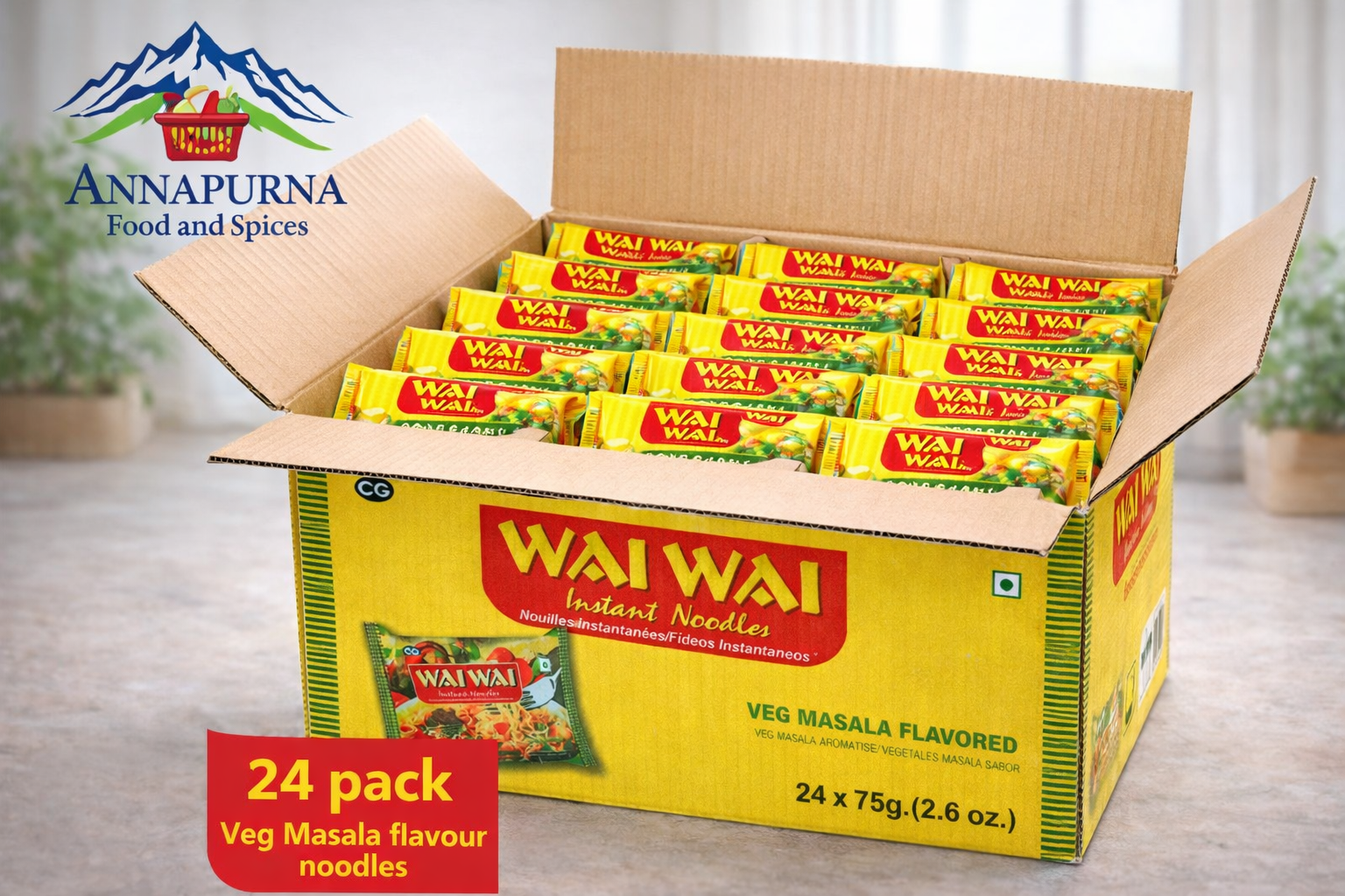 30 Pack case Wai Wai Veg Flavored Noodles (Nepal) 