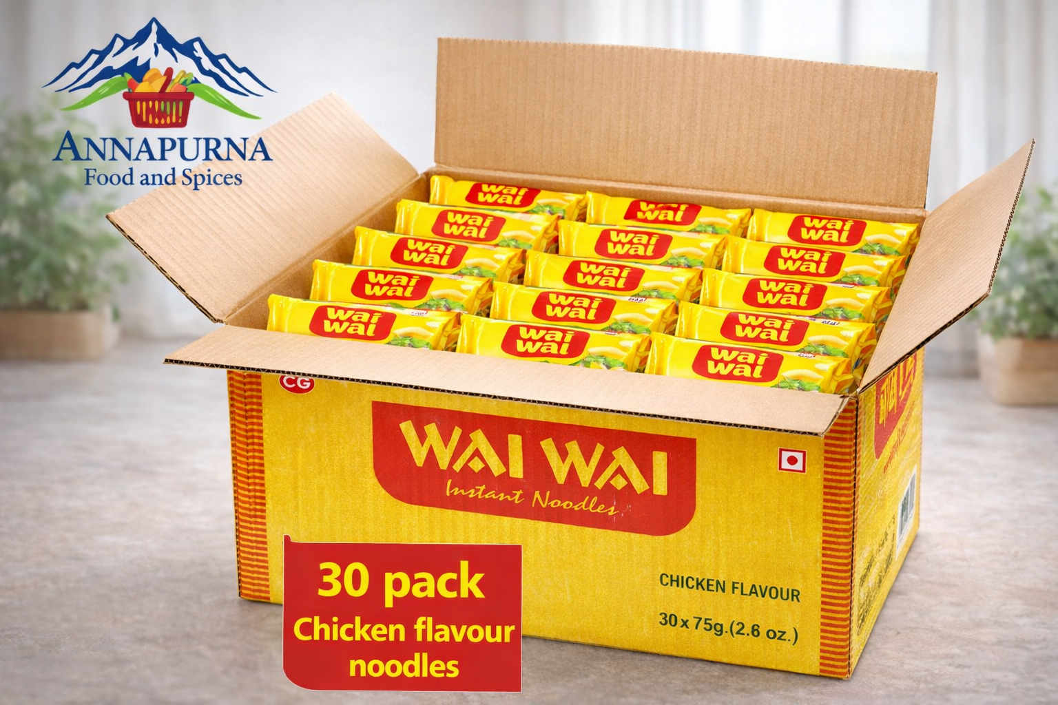 30 Wai Wai Chicken Flavored Noodles (Nepal) 
 