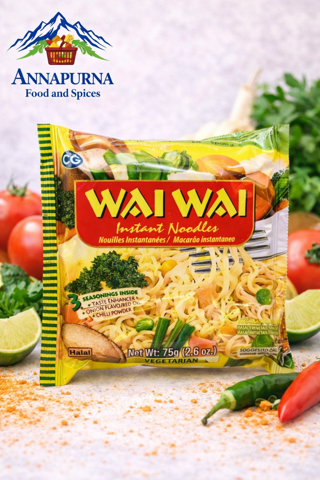 1 Pack Wai Wai Veg Flavored Noodles