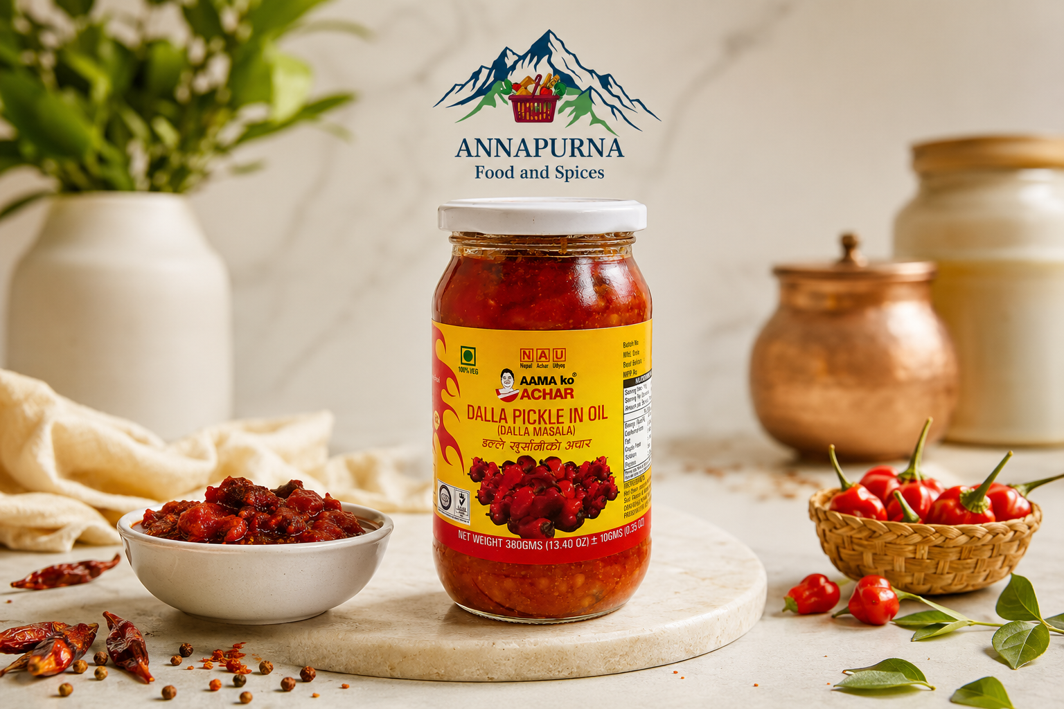 AAMA KO ACHAR Dalla Pickle in Oil (Glass Jar) 380g