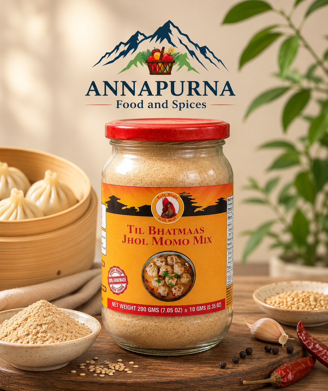 Til Bhatmaas Jhol Momo Mix (Glass Jar) 200g